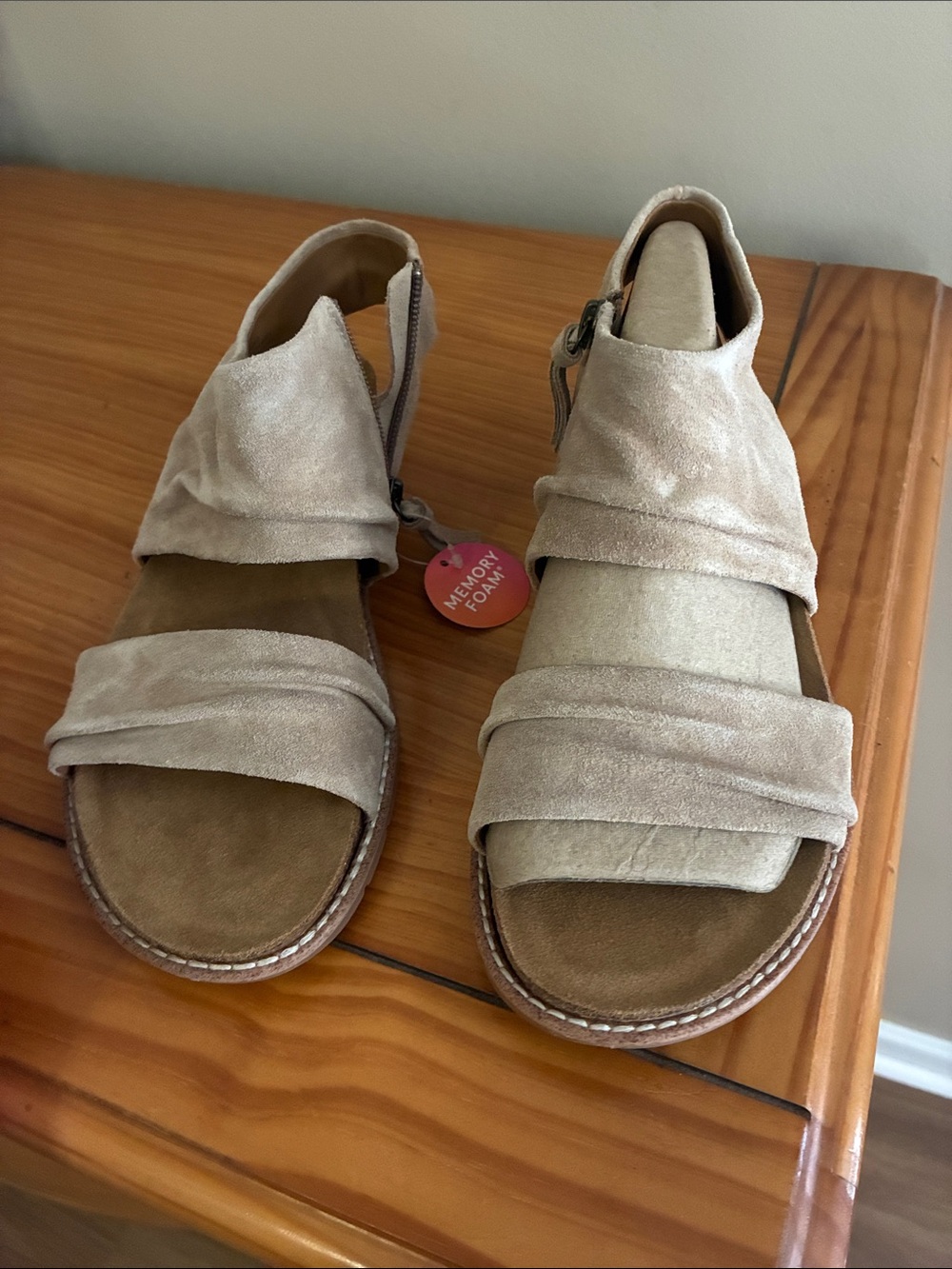 Comfortiva Beige Open-Toe Memory Foam Sandals